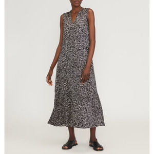 NWT EVERLANE The Satin V-Neck Maxi Dress Splatter Large